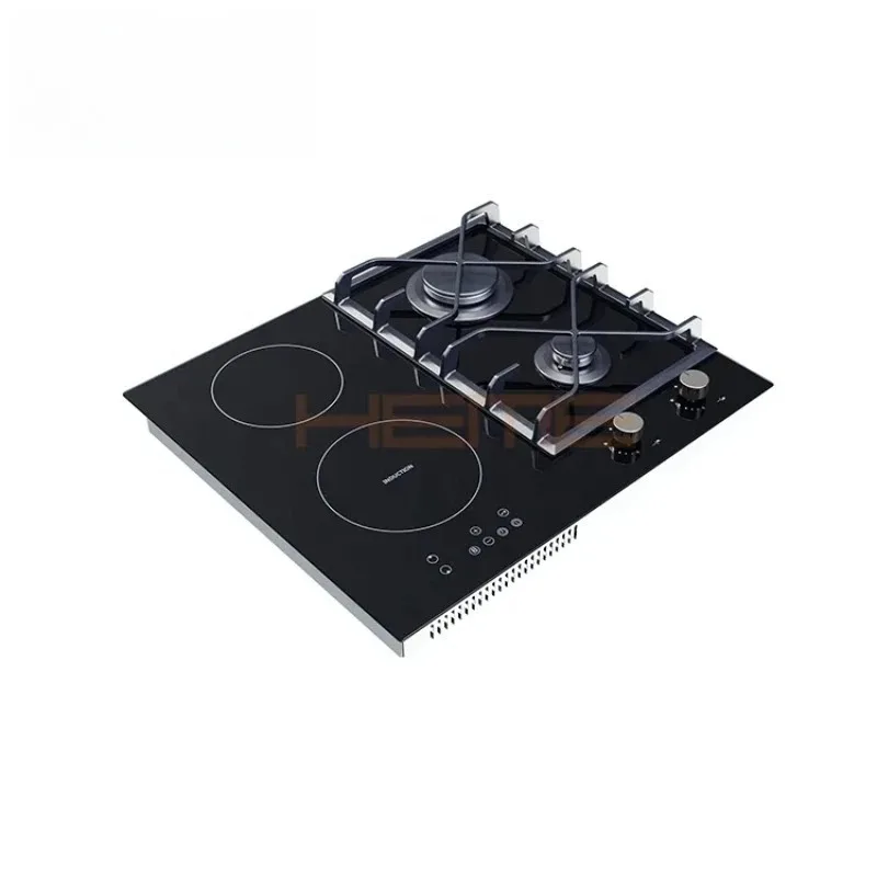 New Products Kitchen Appliances Glass Panel 4 Burners Hybrid Hob With Gas / Induction / Ceramic Burner