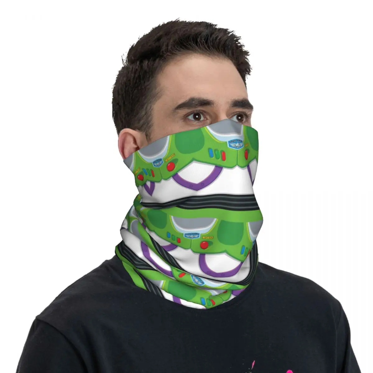 Custom Toy Story Buzz Lightyear's Space Ranger Suit Winter Headband Neck Men Women Hiking Hunting Tube Scarf Face Bandana Gaiter