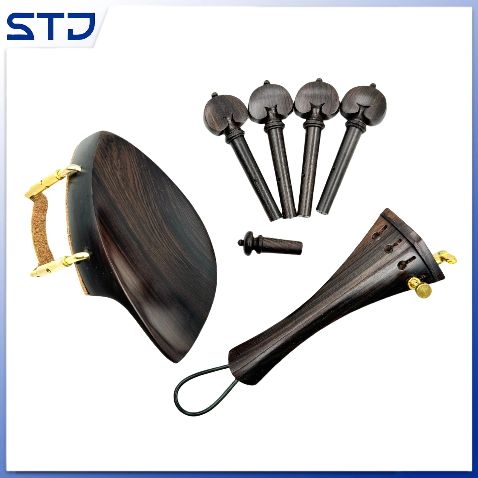 4/4 violin Natural ebony wood Replacement Violin Tailpiece ebony Tuning pegs Endpins Chin rest Instrument accessories