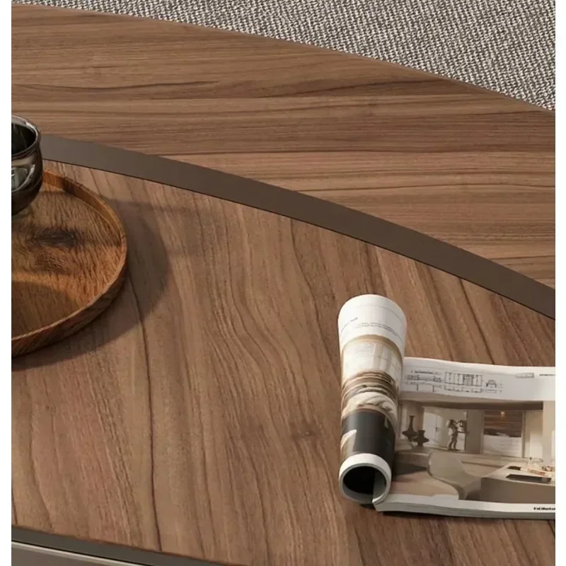 

Современный журнальный столик из массива дерева в стиле лайт-люкс с комбинацией тумбы под ТВ в форме листа – доступная мебель для гостиной