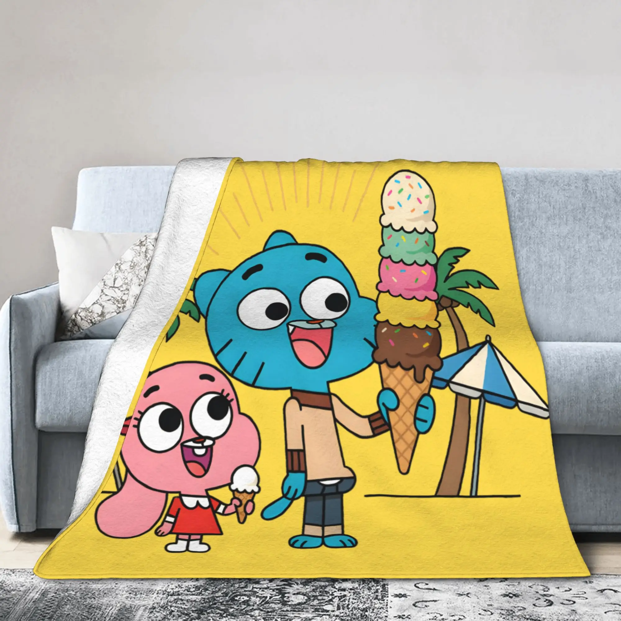Gum Ball Anais Ice Cream  Blanket Fleece Summer Air Conditioning  Breathable Warm Throw Blankets for Bedding Office Bedspread