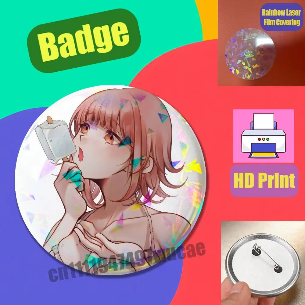 Custom Pin Insignia Emblem Round 25mm 44mm For D-Danganronpa Chiaki Nanami Badge Cover Laser Film