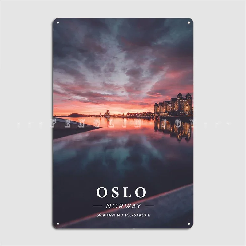 Осло координат искусство металлический знак настенная пещера клуб бар винтажный настенный декор жестяная вывеска плакат