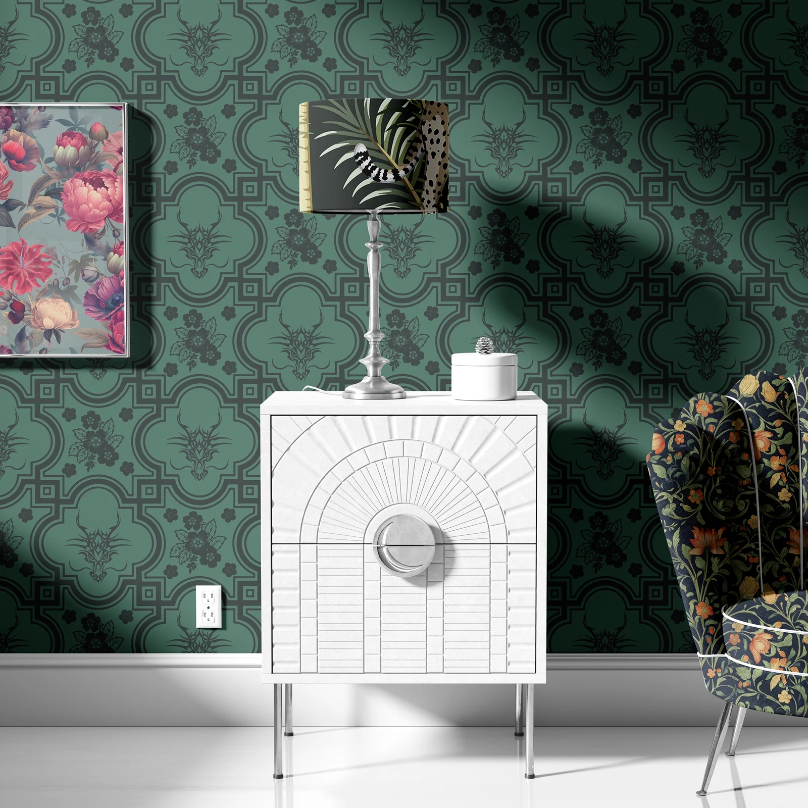 

Жирный зеленый и черный дизайн, предметы украшения стены, стический китайский дракон, настенная бумага, очаровательное украшение на стену, индивидуальный цвет