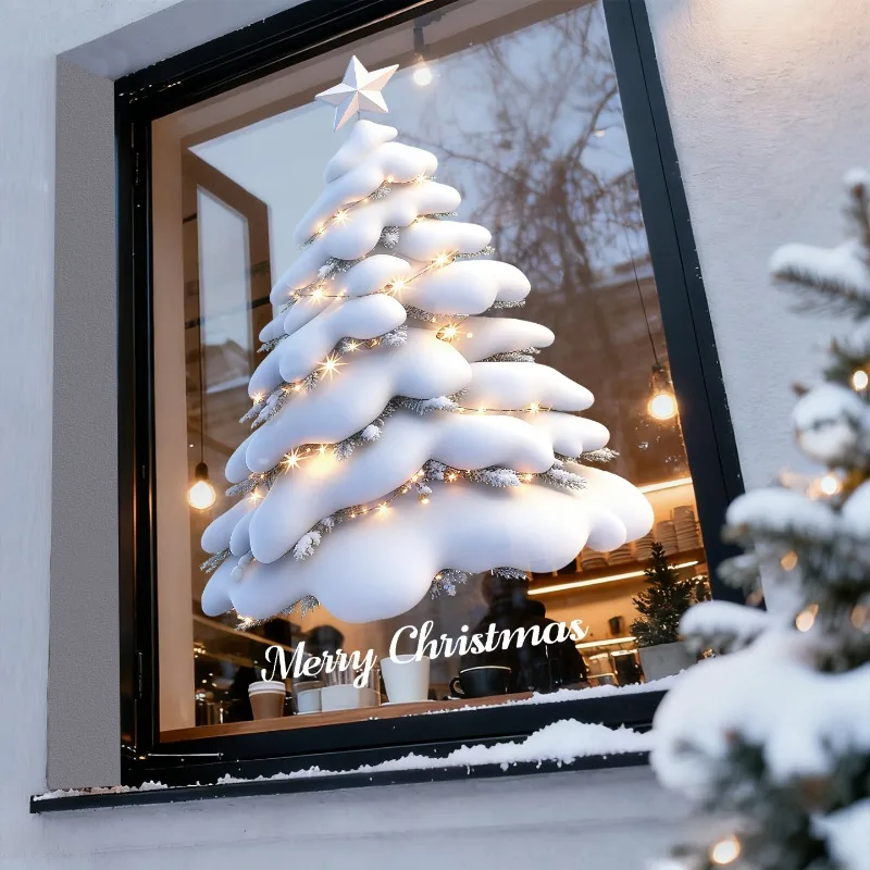 Three-dimensional Christmas Tree Snowflake Stickers Glass Window Decor Stickers Detachable Double-sided Electrostatic Sticker - Image 5
