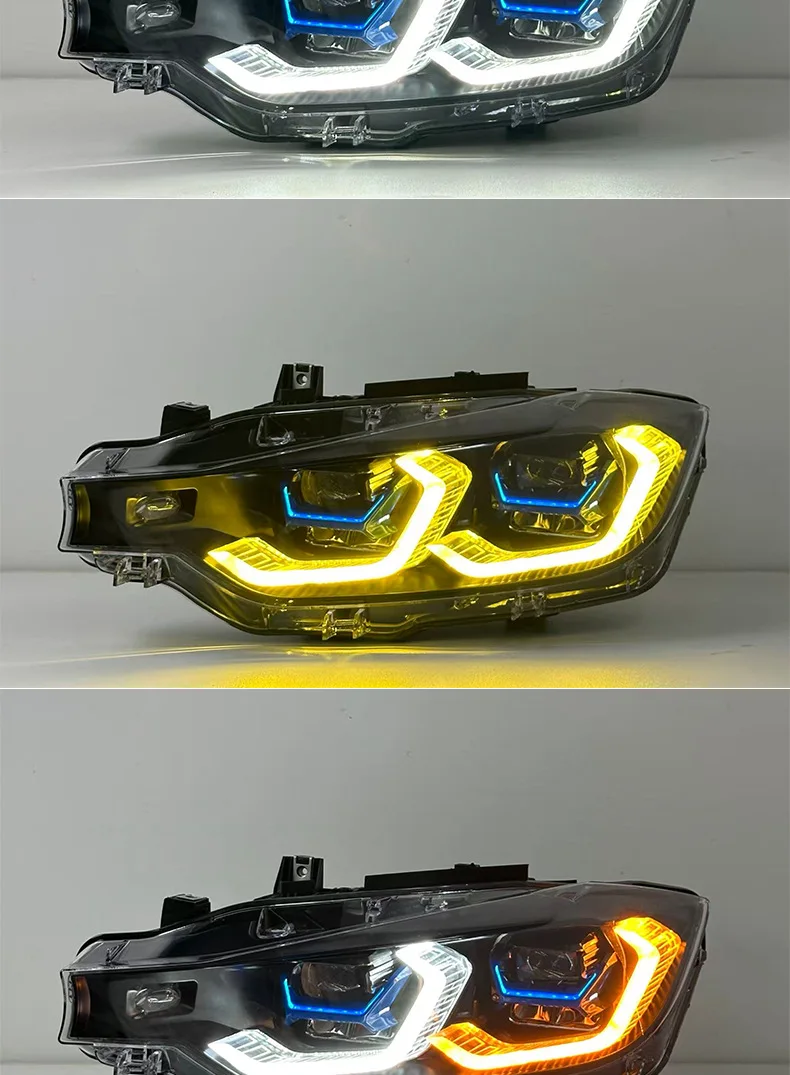 for BMW 2013-2018 3 Series F30 F35 Upgrade Sport Style Golden Eye Dual-Color DRL Bi-LED Projector Headlight Assembly