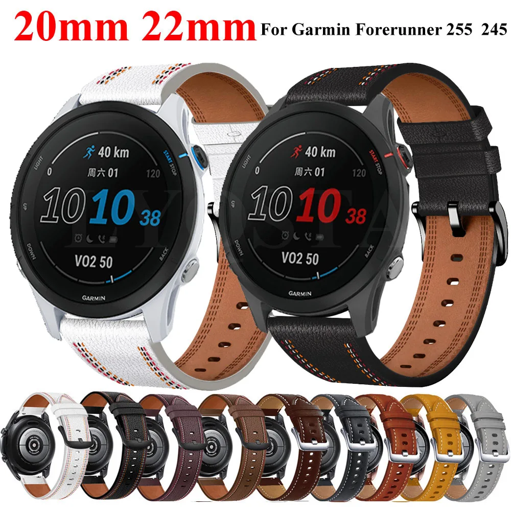 Correa de repuesto para reloj inteligente, pulsera de cuero para Garmin Vivoactive 4, 3, Forerunner 255, 265, 245, Venu 2 Plus, SQ 2