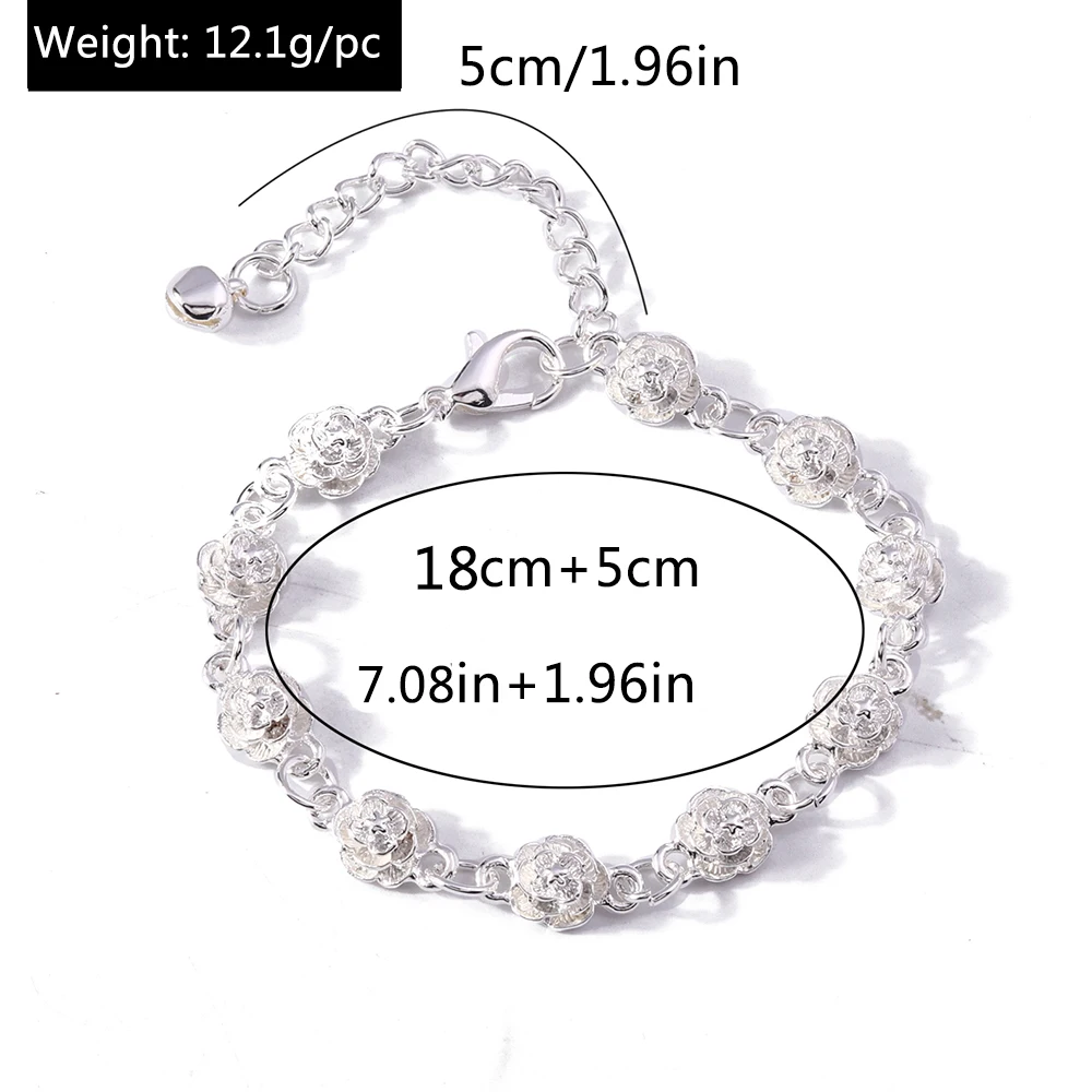 Aihua 925 Sterling Silber Volle Rose Blume Kette Armband Für Frauen Hochzeit Verlobung Party Mode Charme Armbänder – Detail 7