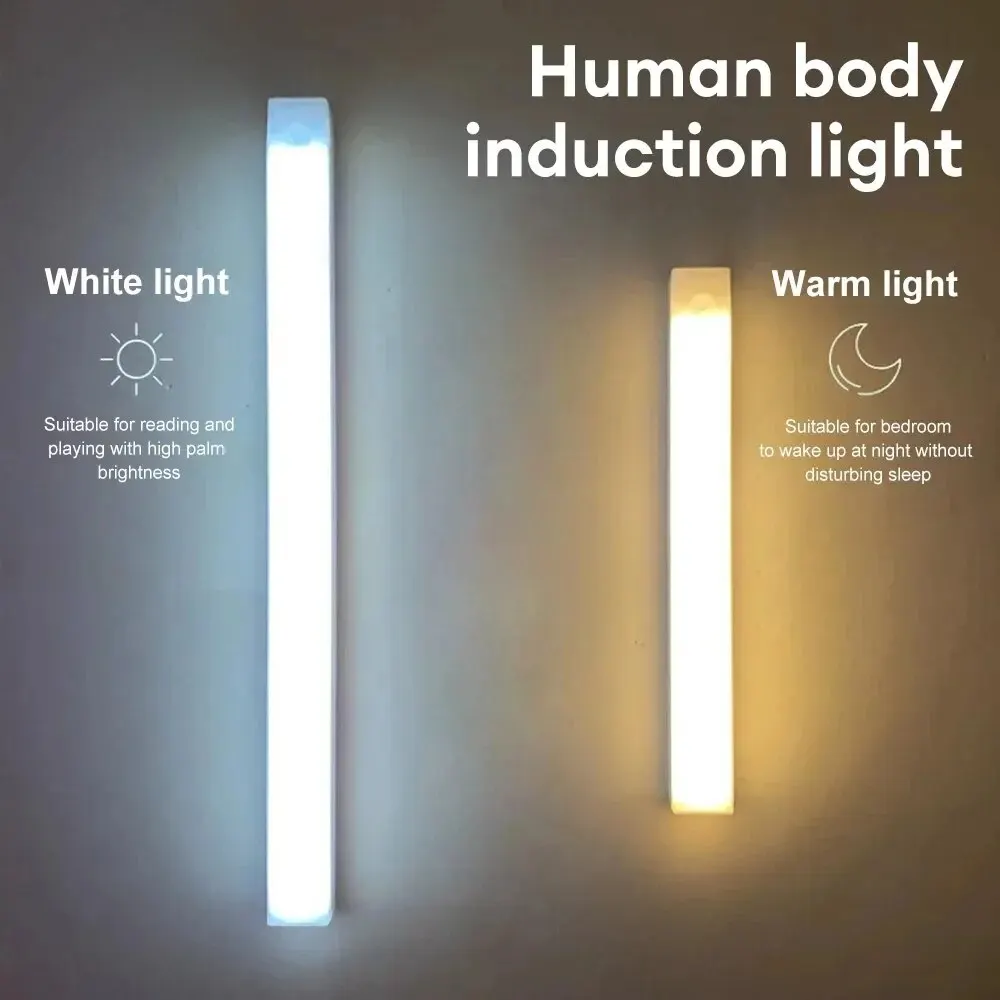 AmmToo-luz de inducción de cuerpo humano, LED regulable de 3 colores, recargable, larga, magnética, para armario, luz autoadhesiva