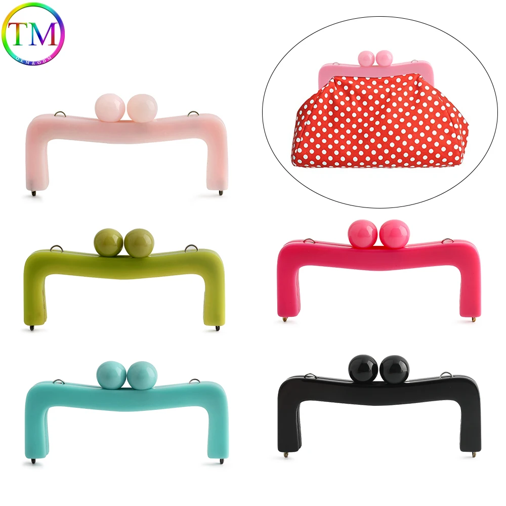2/5/10PCS Colorful Big Kiss Ball Clasp Acrylic Purse Frame With Screws Bag Handle Handmade Material Resin Clutch Frame Clip Hook