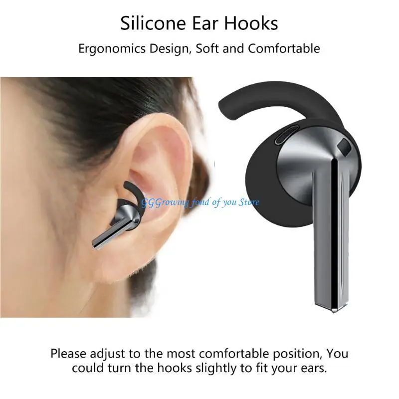 

H9EB 3 Pairs Silicone Ear Sleeves Ear Hooks For Buds Earbuds Sweat Resistant
