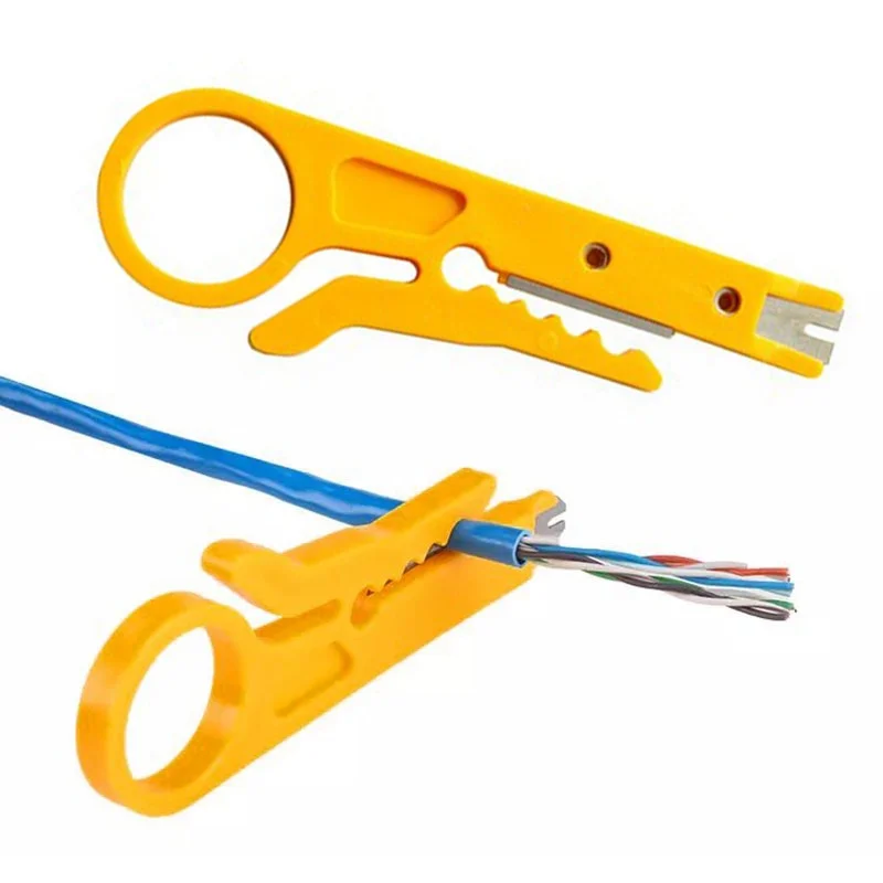2PCS Small yellow knife wire cutter,wire cutting tool, simple wire stripping knife, wire and network cable crimping pliers