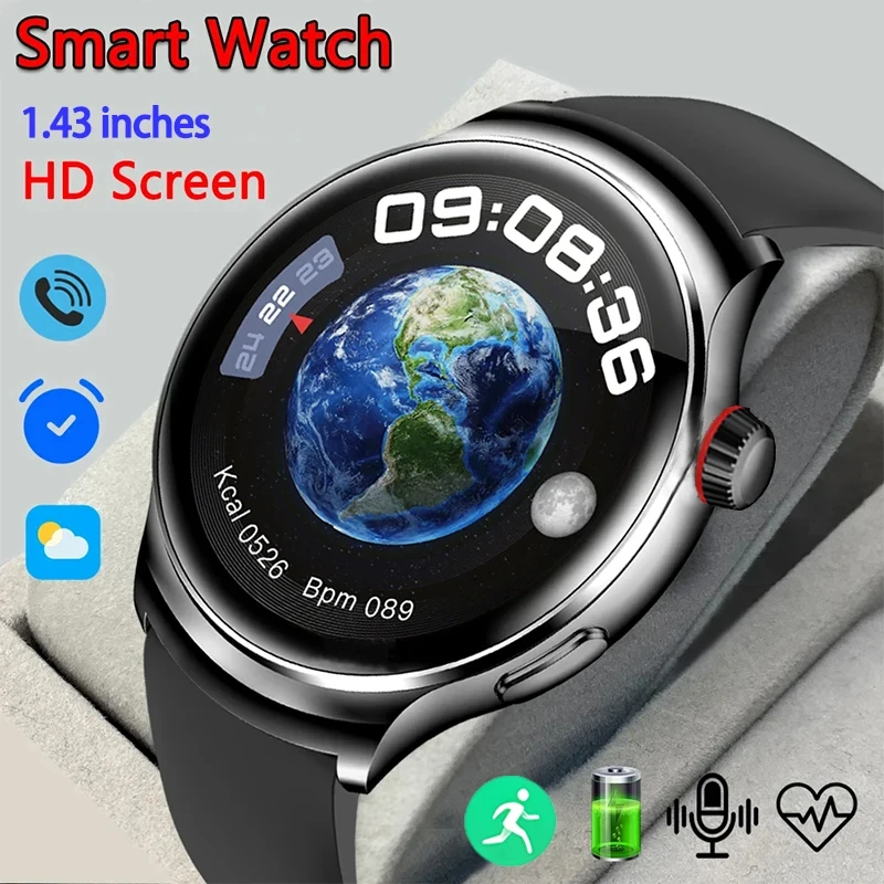 New Men Smart Watch HD Touch Round Screen Heart Rate Bluetooth Call Waterproof Watch Sports Fitness Suitable For Huawei Xiaomi