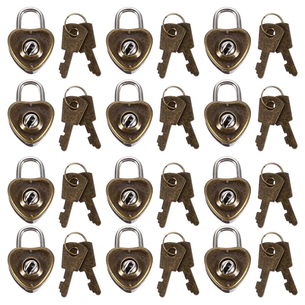 25Pcs Heart Shaped Padlock Zinc Alloy Retro Couple Love Lock Mini Lock with Key for Diary Book Wallet Ornament Hanging Luggage