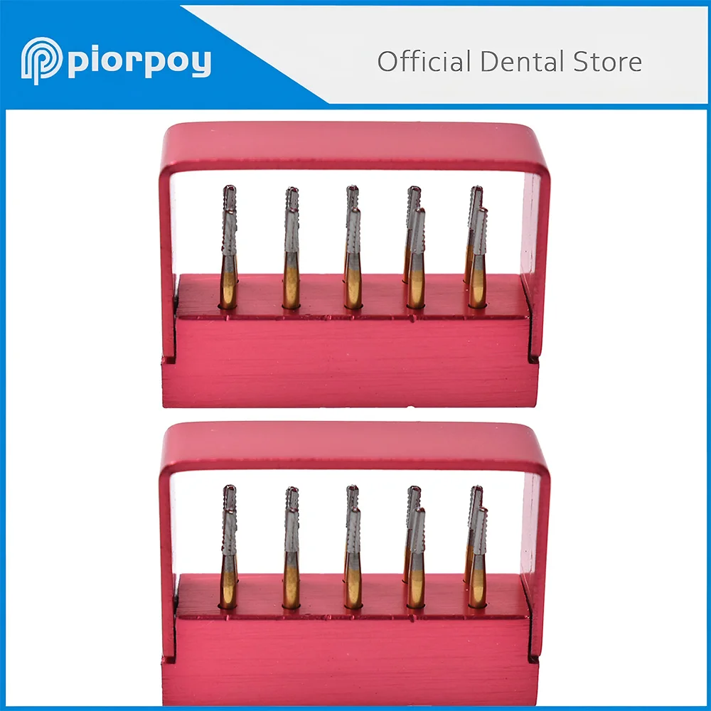 PIORPOY 10Pcs/Box Dental Broken Crown Needle for Break Crown High Speed Dental Drill Dentist Tools 1957# Silver Plated Handle