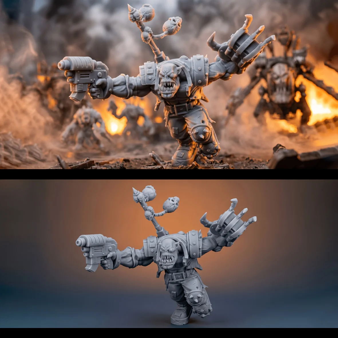 Brutal Orc Raiders Miniature,3d Printing,Gray Resin,Unpainted,Game Miniatures,Model Collection,Character Figure,Orc
