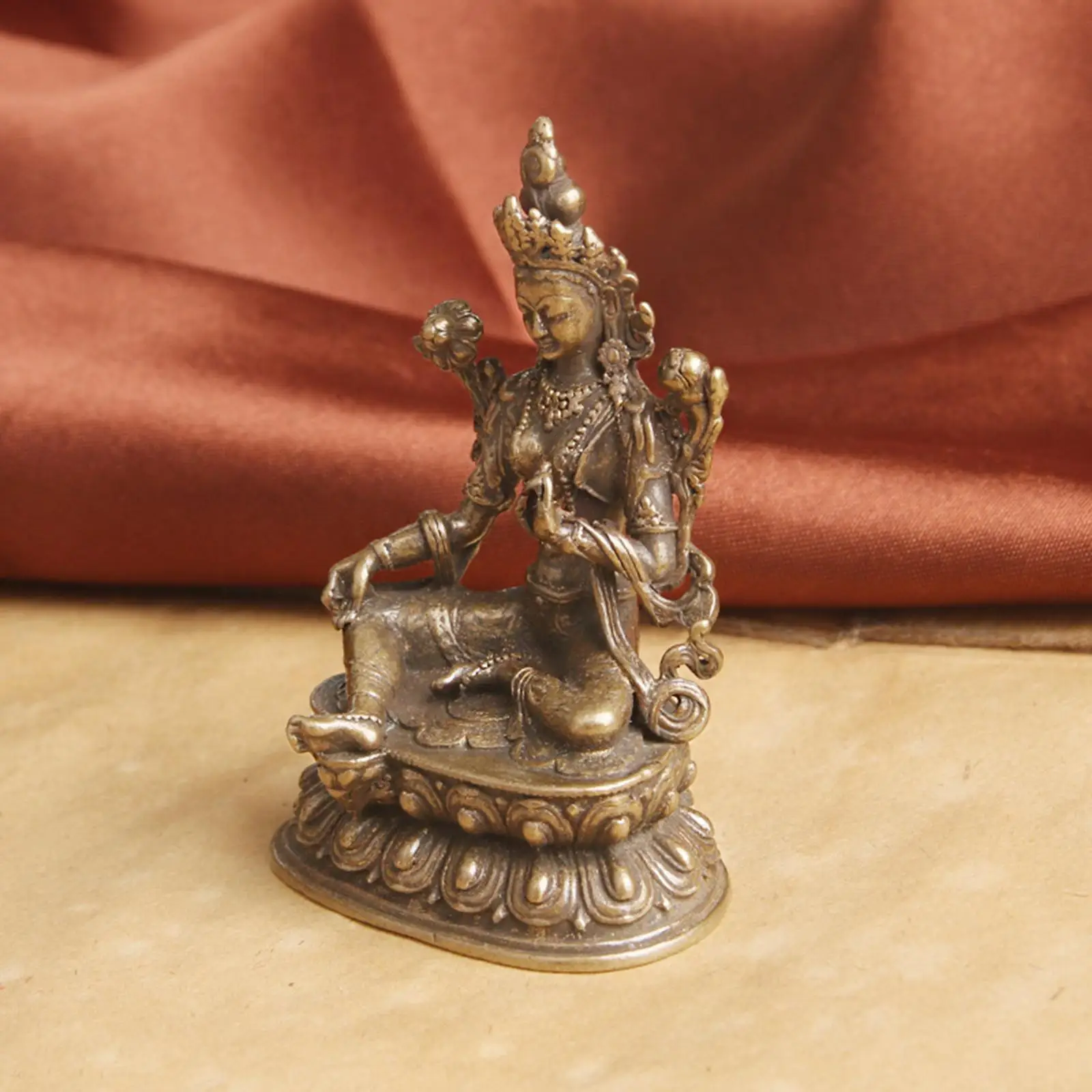 Small Buddha Statue Sculpture Buddhist Figurine for Office Cabinet Shelf