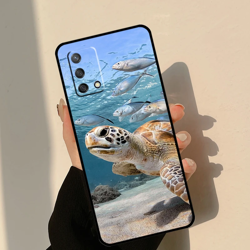 น่ารักการ์ตูนเต่าสำหรับ OPPO A74 A54 A94 A53S A54S A31 A5 A9 A52 A72 A91 A93 A96 A15 A17 a57 A77โทรศัพท์กรณี