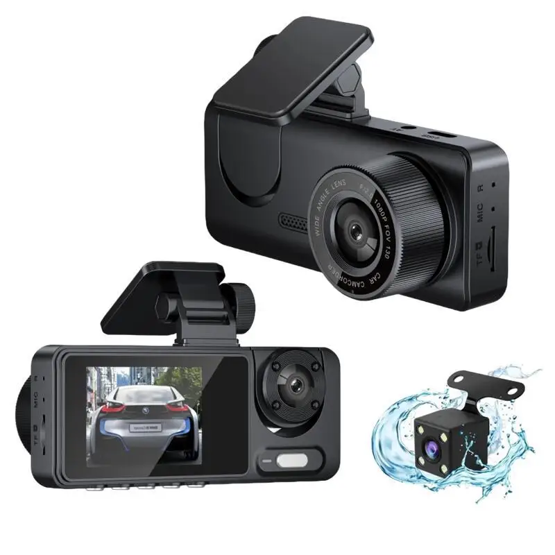 

3Lens Dash Cam Black Box with Night Vision TF Card Backup Camera Motion Detection Media Vehicle Video Dash Camera(no GPS)