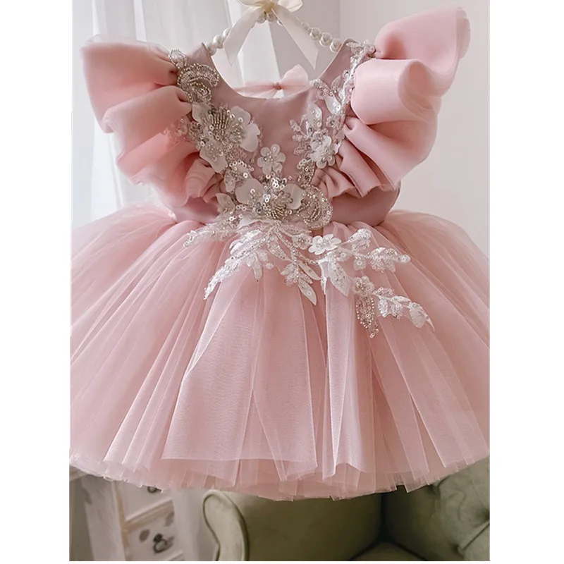 New Children Elegant Host Piano Performance Princess Ball Gown Girls Cute Birthday party Dress g478