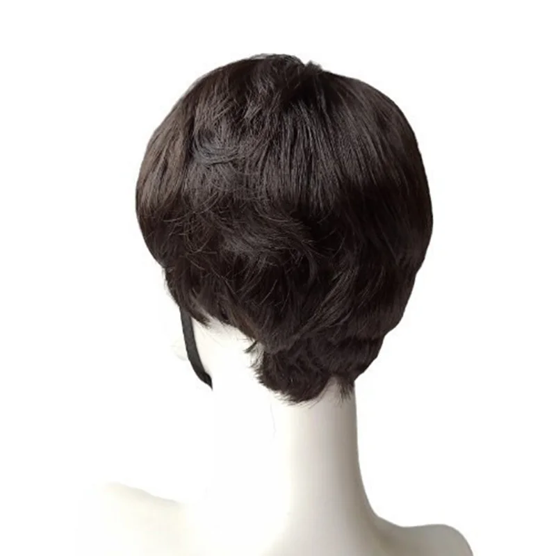 Cocktail Party Man Suit Match Short Straight Hair Concert Dress Up Flyaway Hair Straight Bangs Wig Man Daily Ear Length Hair