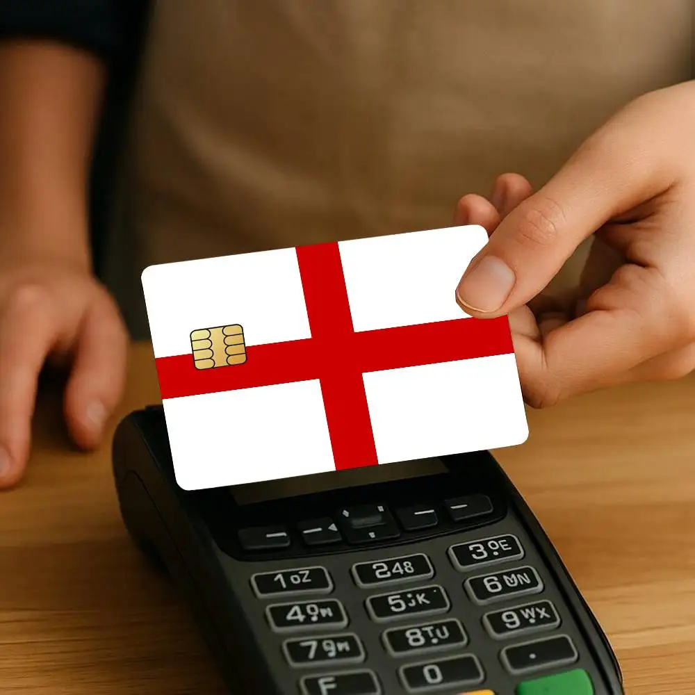 ملصقات بطاقات الائتمان من فليج ريد كروس إنجلترا لحماية ديكور الخصم البنك 4 قطع مضادة للخدش ومقاومة للماء