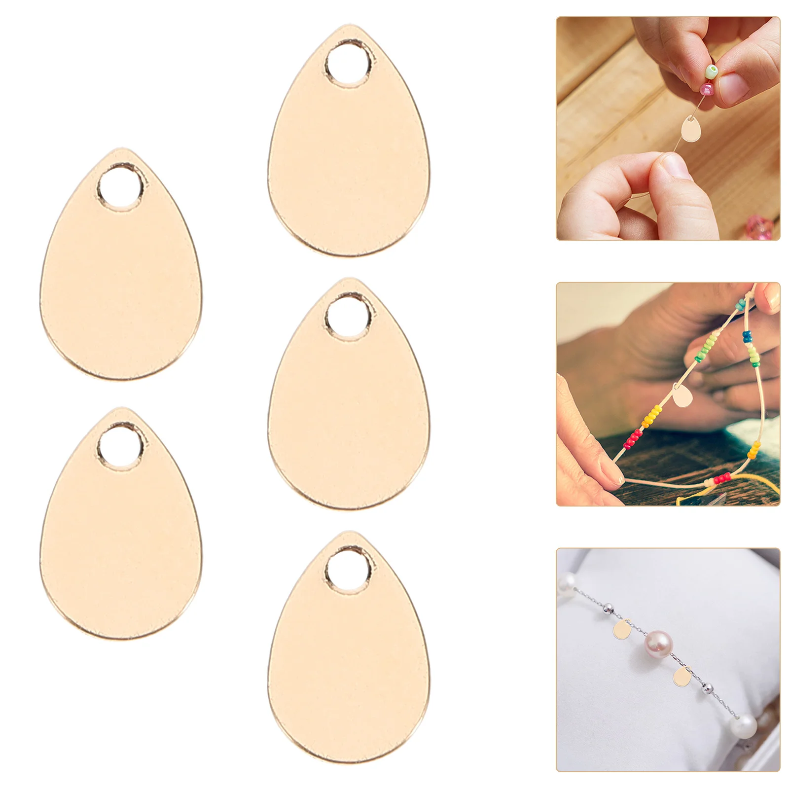 

10Pcs Teardrop Brass Charms Gold Plated Flat Blanks Hole for DIY Jewelry Making Engraving Metal Stamping Waterdrop Pendants