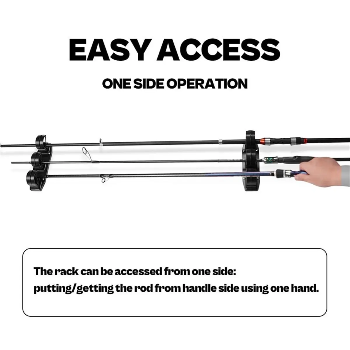 ABST 3-Position Marine/Wall Mount Fishing Rod Rack Universal Display Holder with Easy-Grip Clip, Boat and Wall Storage