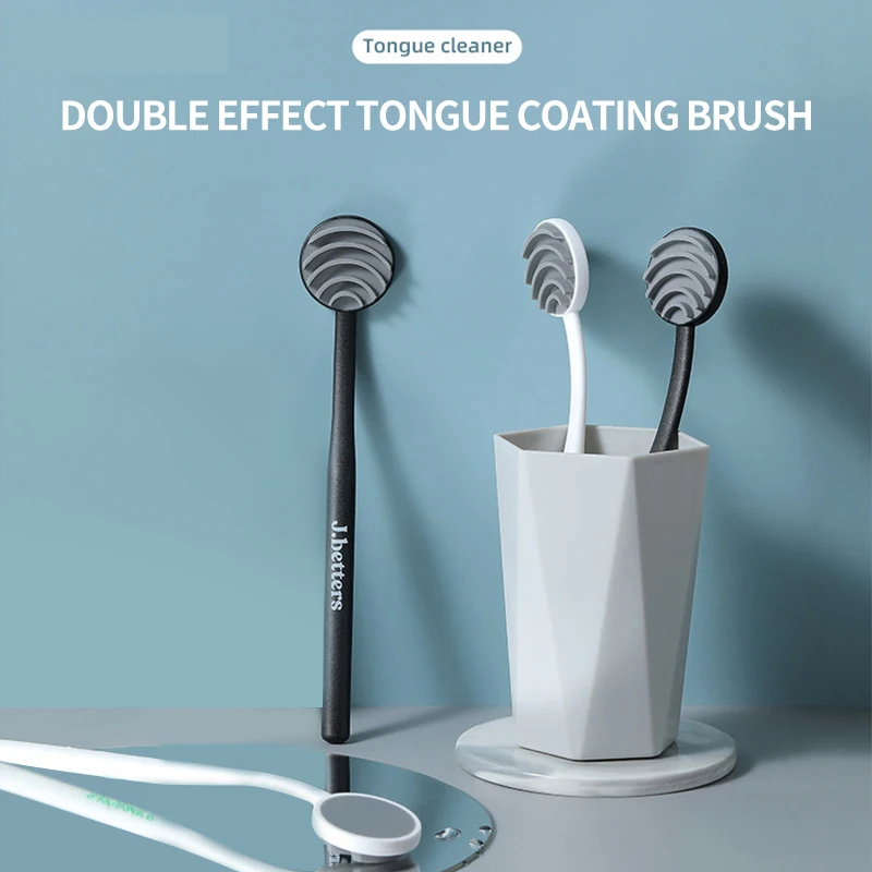 2pcs Silicone Tongue Scraper Double Side Tongue Cleaner Brush Cleaning Coated Tongue Toothbrush Fresh Breath Oral Care Tools