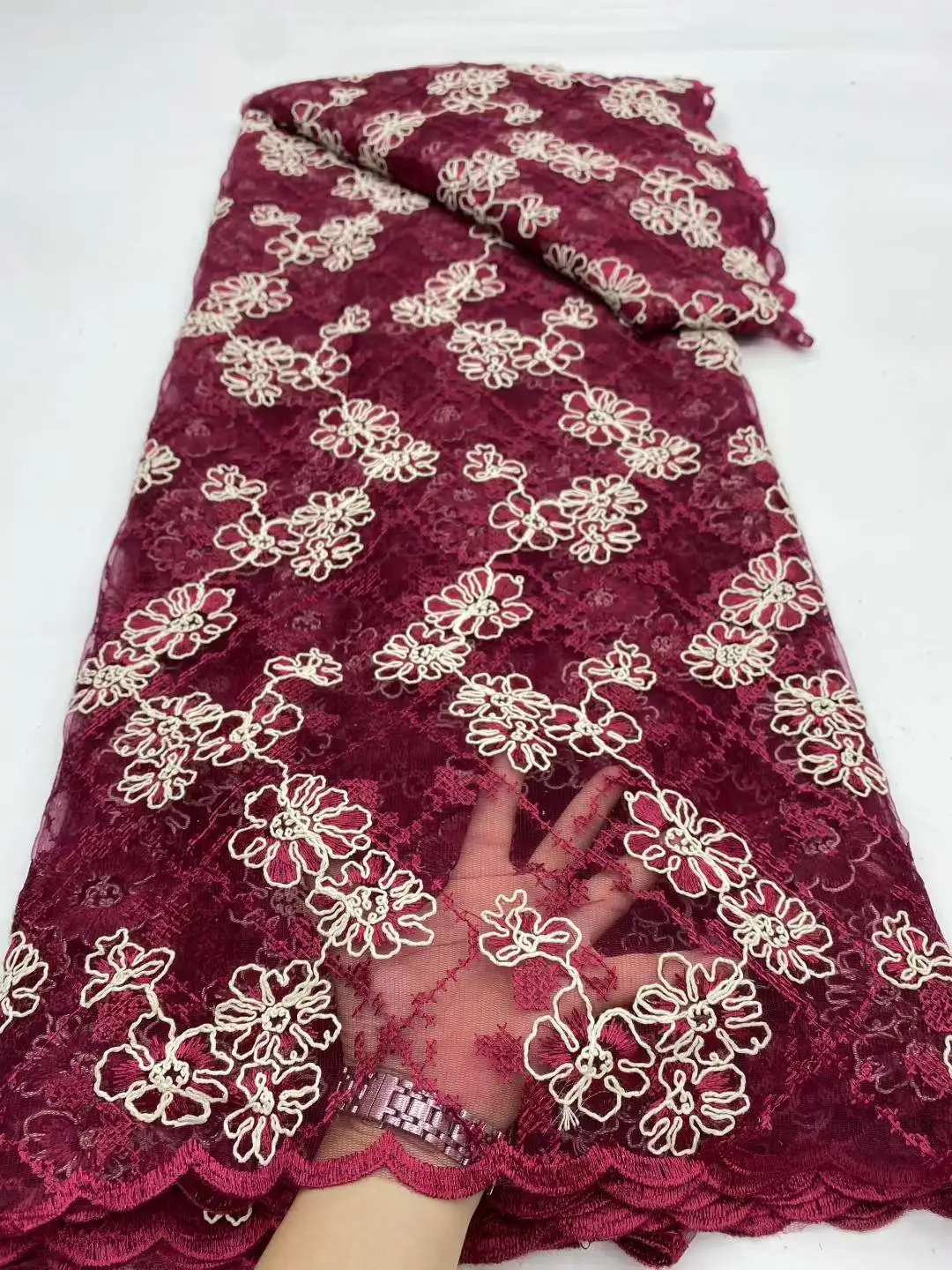 Luxury African Beaded 2025 High Quality Nigerian Sequins With Pearl Lace French Tulle Lace Fabric For Party Dress Sewing