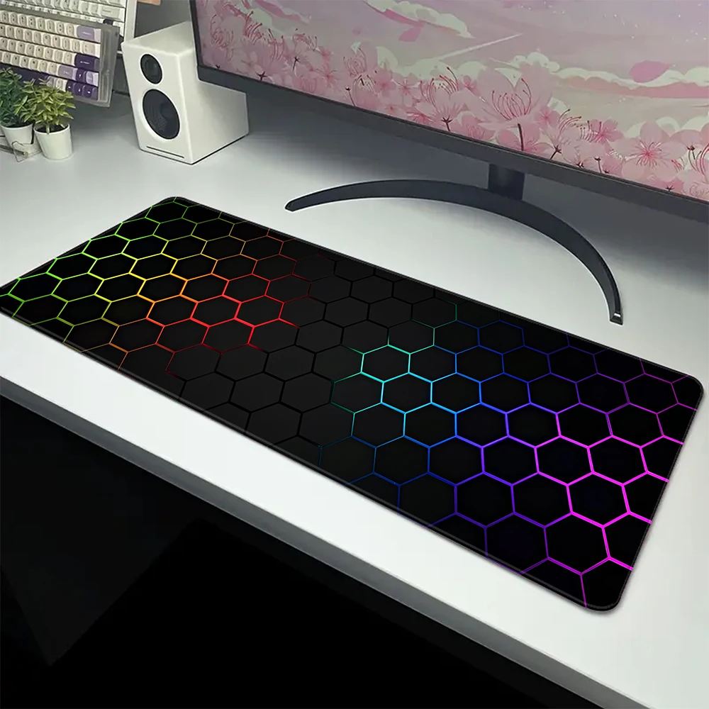 

Triangle Large Gamer Mouse Pad Gaming Hexagon Mousepad Locking Edge Mouse Mat Game Speed Accessories Keyboard Pads 900x400mm