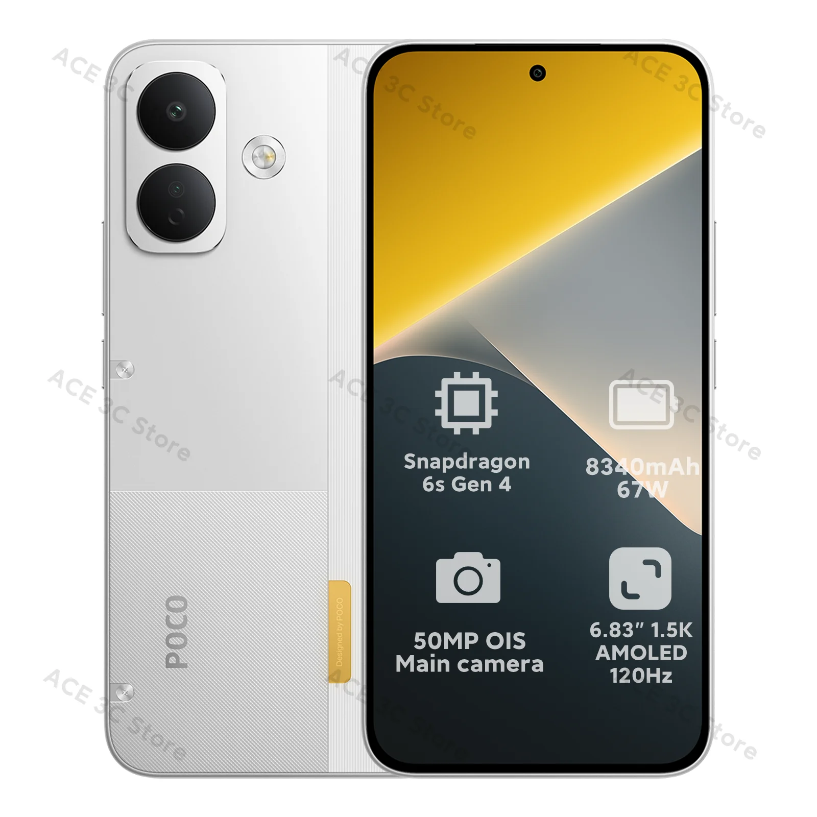 Globale versie POCO X8 Snapdragon 6s Gen 4 smartphone, 8340mAh batterij, 67W HyperCharge, 50MP hoofdcamera met OIS, 6,83" 1,5K ultrahelder AMOLED-scherm, IP68, POCO mobiel