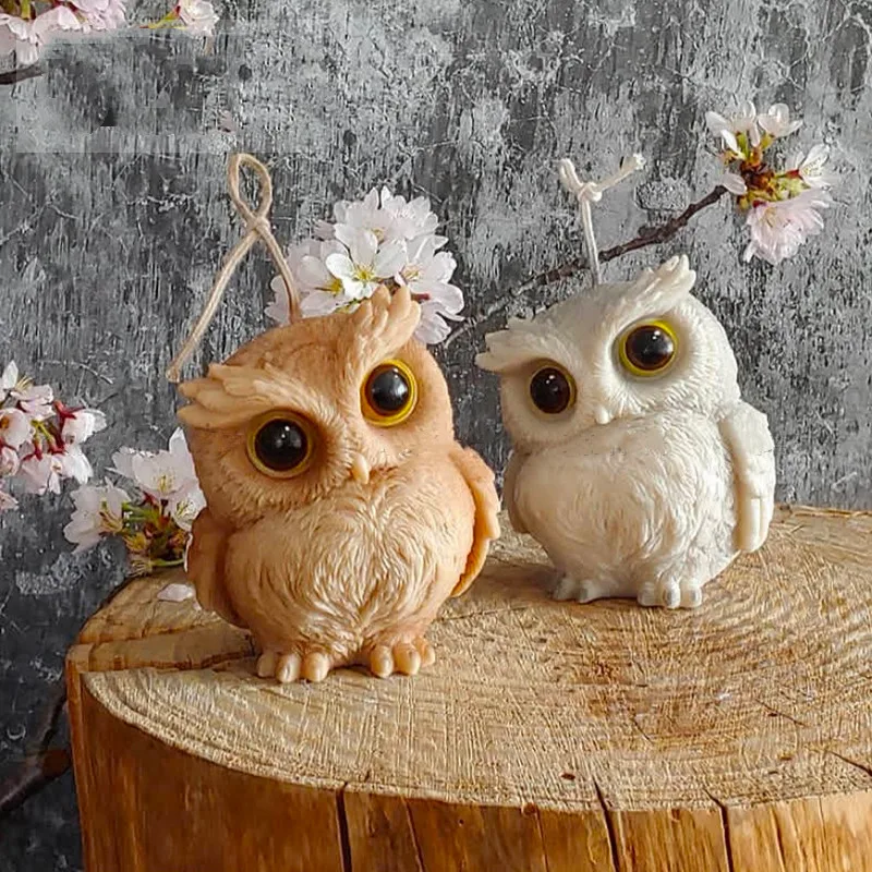 Easter Big Owl Shape Aromatherapy Candle Silicone Molds 3D Animals Handmade Wax Candle Mold Plaster Crafts Decoration Tool