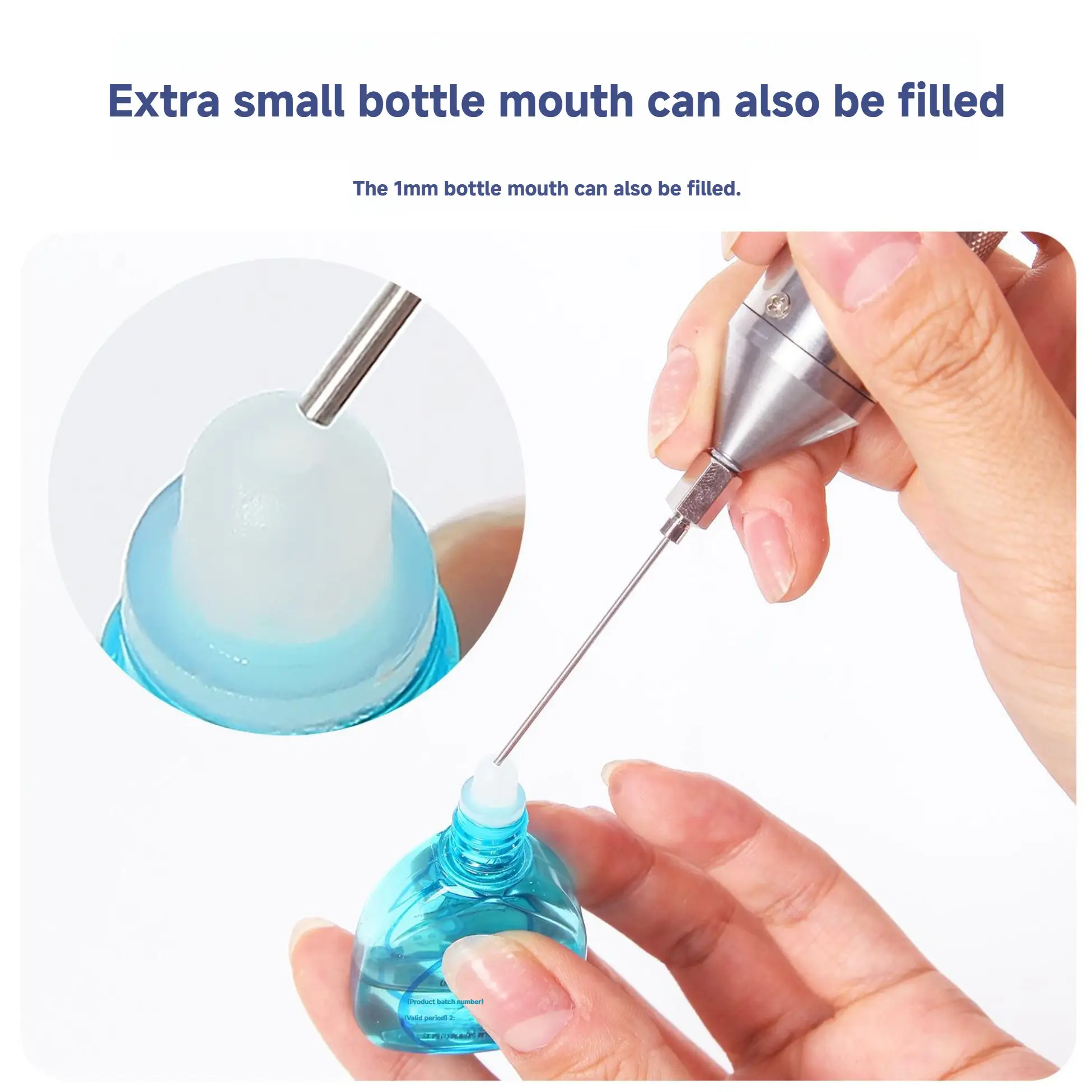 HD1360 Small Bottle Filling Machine Interchangeable Filling Tips 1.5mm 2.4mm 4mm Nozzle Drip-Free Operation