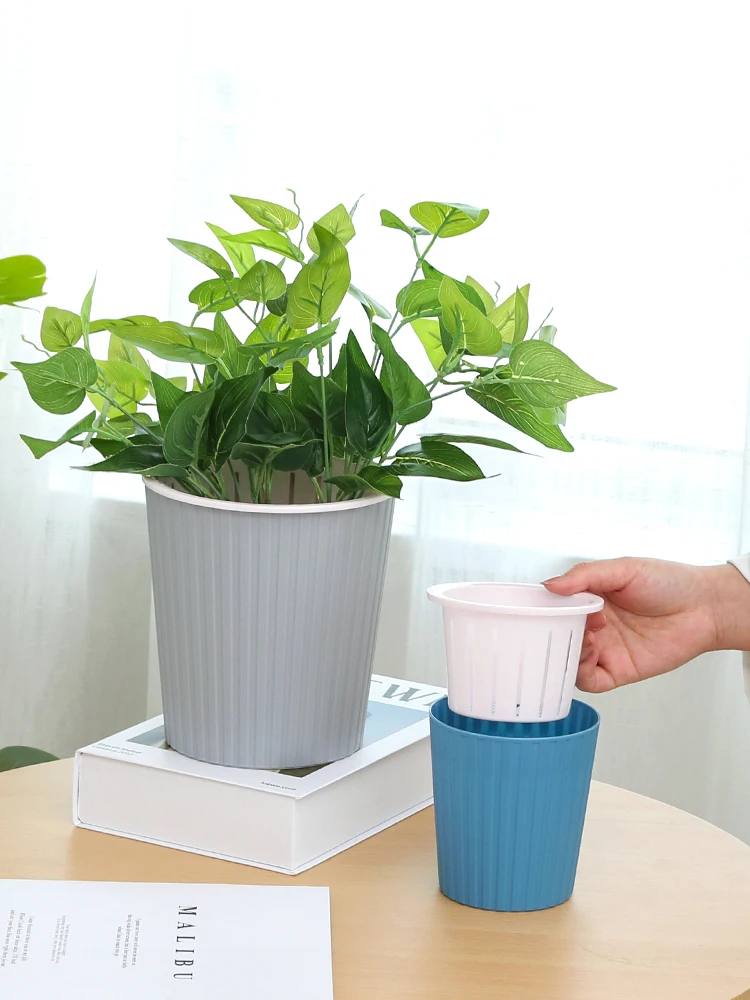 Lazy Flower Pot Automatic Water Absorption Flower Pot Resin Plastic Circular Flower Pot Environmentally Friendly No Watering