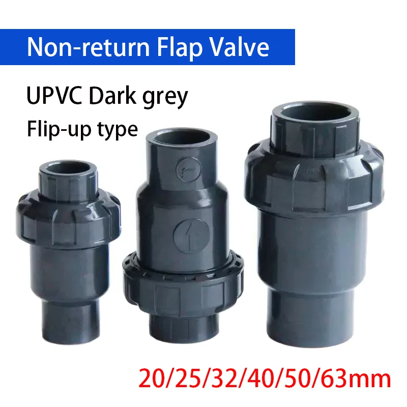 

1PCS 20/25/32/40/50/63mm Dark Grey UPVC Non-return Flap Valve Plumbing System Parts Water Tube Connector Non Return Check Valve