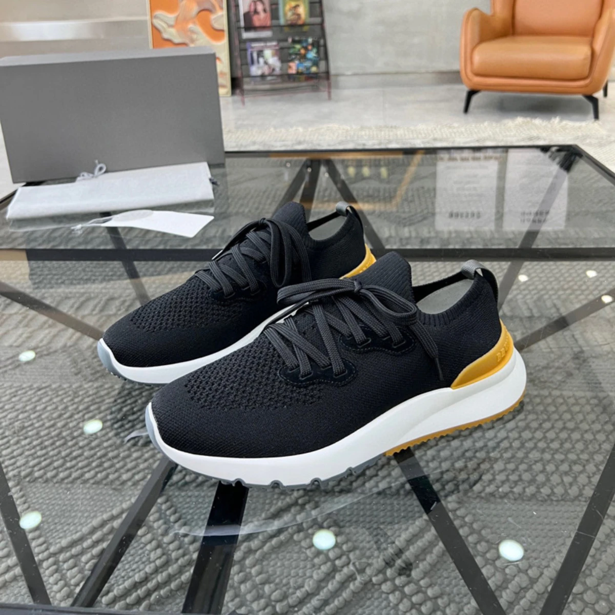 

Новые мужские повседневные кроссовки с вязаным верхом: роскошные, удобные, дышащие, массивные, износостойкие, модные кеды для скейтбординга