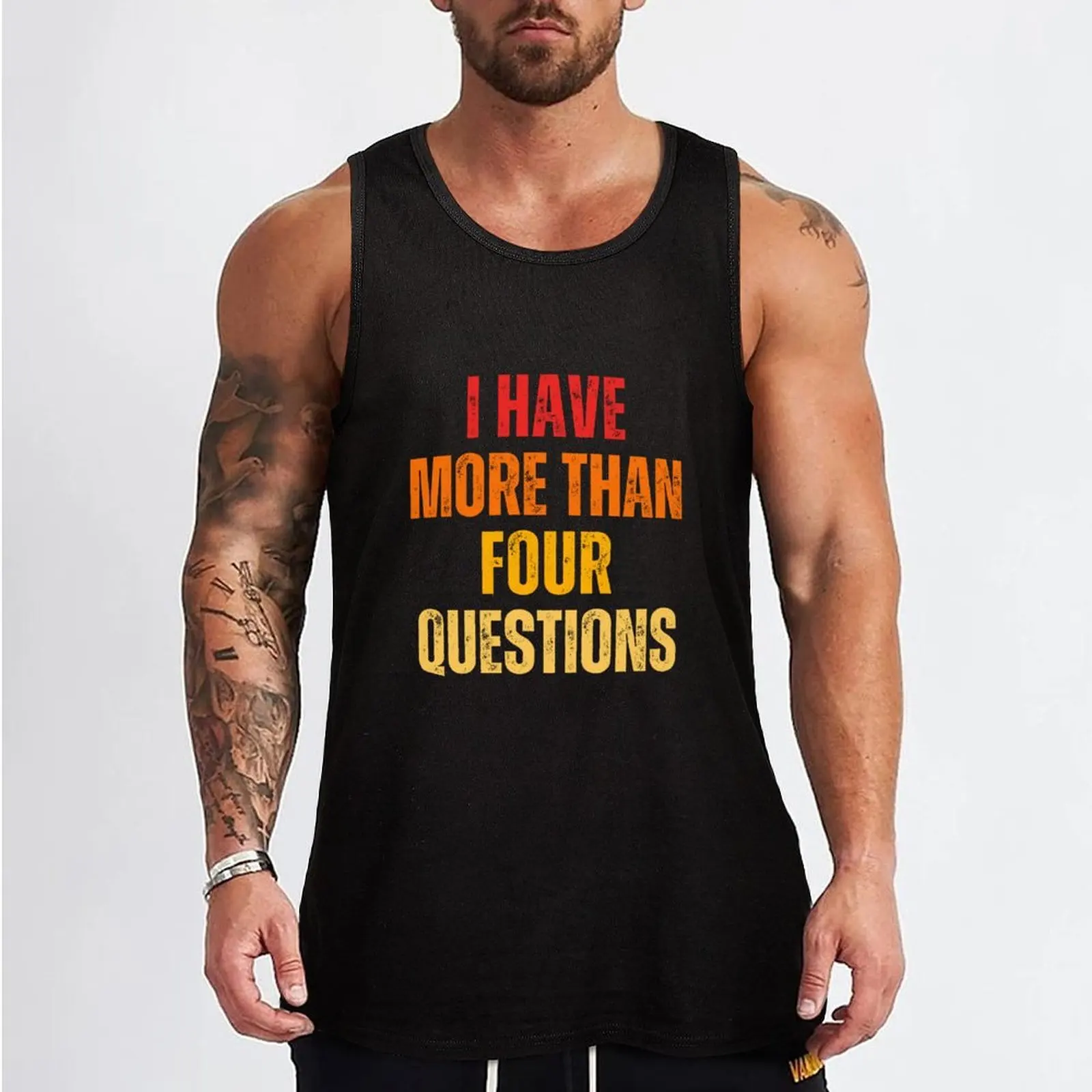 FUNNY PASSOVER SEDER I HAVE MORE THAN FOUR QUESTIONS Tank Top Basic Layering Tank Top Casual Sleeveless Soft Shirt