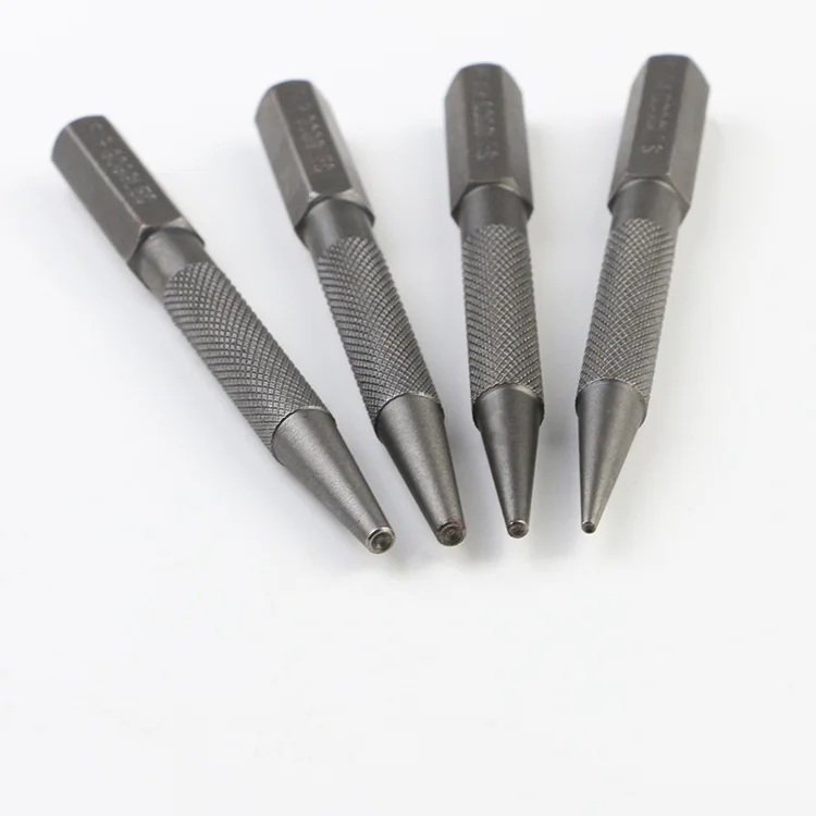 4-Piece Center Punch Set, Alloy Steel Nail Setter For Woodworking And Metal Marking, 0.8mm To 3.2mm Hand Tools Kit