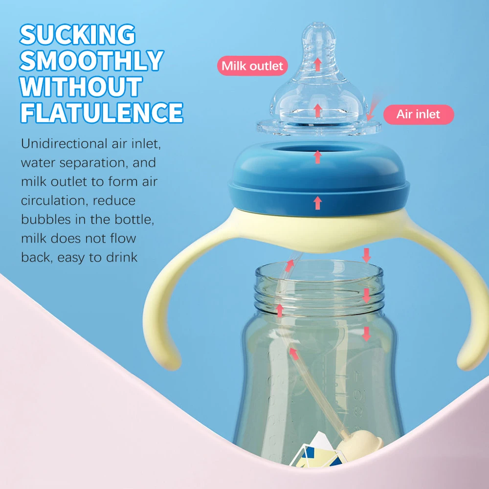 240 Baby flaschen Fütterung flasche Baby großkalibrige Milch flasche mit Stroh griff Neugeborene Baby Stroh flasche bpa frei