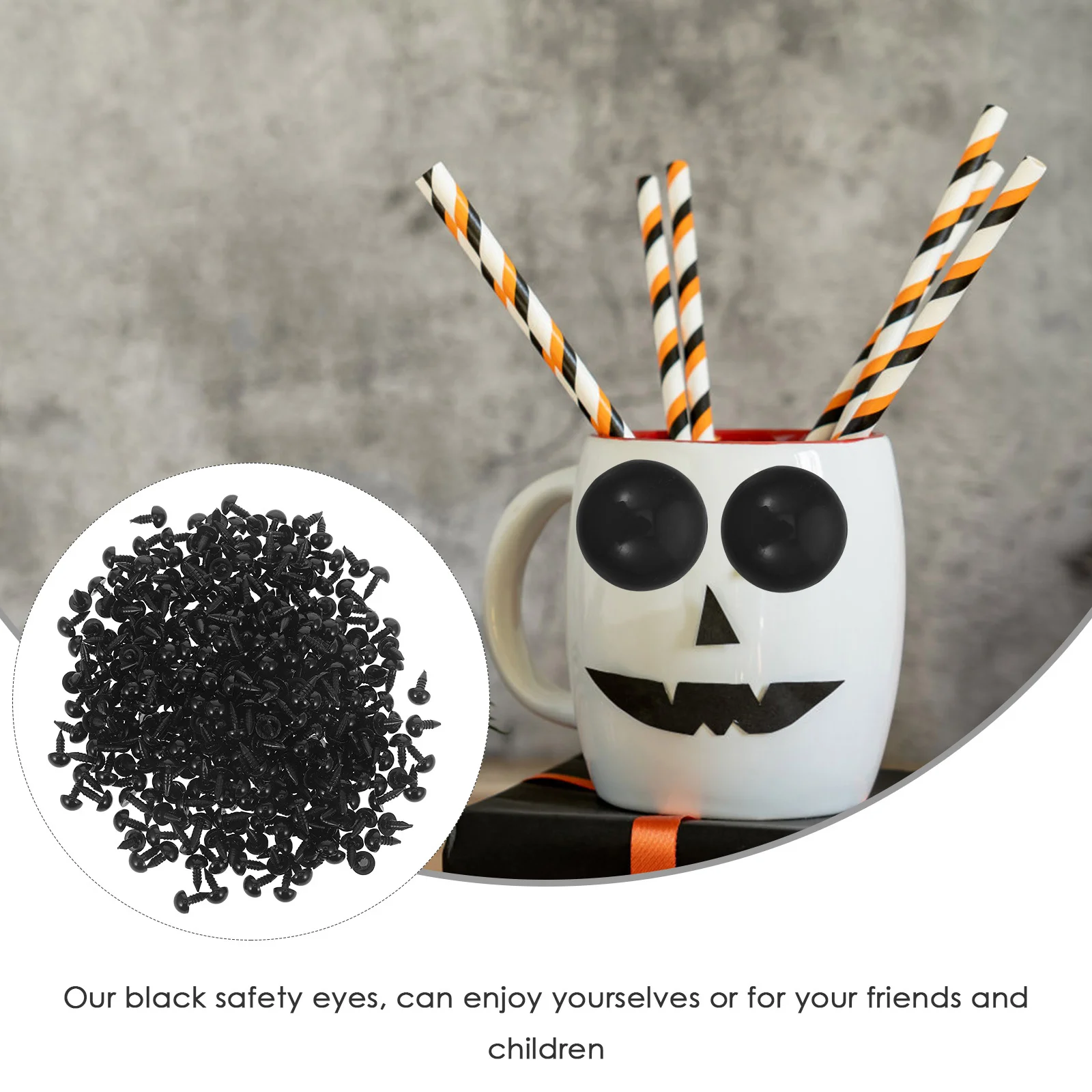 

200Pairs Black Plastic Safety Eyes 8mm Premium DIY Animal Crafts Scrapbooking Supplies for Handmade Art Projects