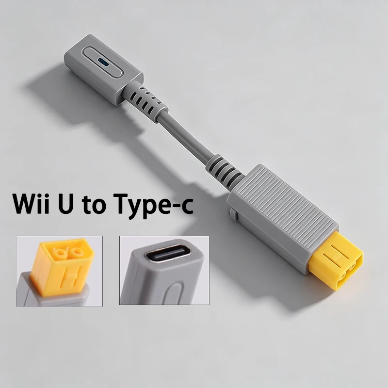 1PC Type-C Female To Wii Wii U Console Power Conversion Cable 2P 180 Degree Power Male Port Adapter view 3