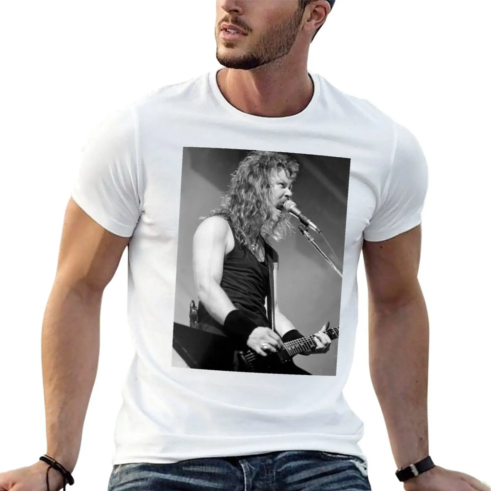 

t man 100 T-Shirt BW man graphic for cotton shirt James percent shirt - t Photograph Hetfield