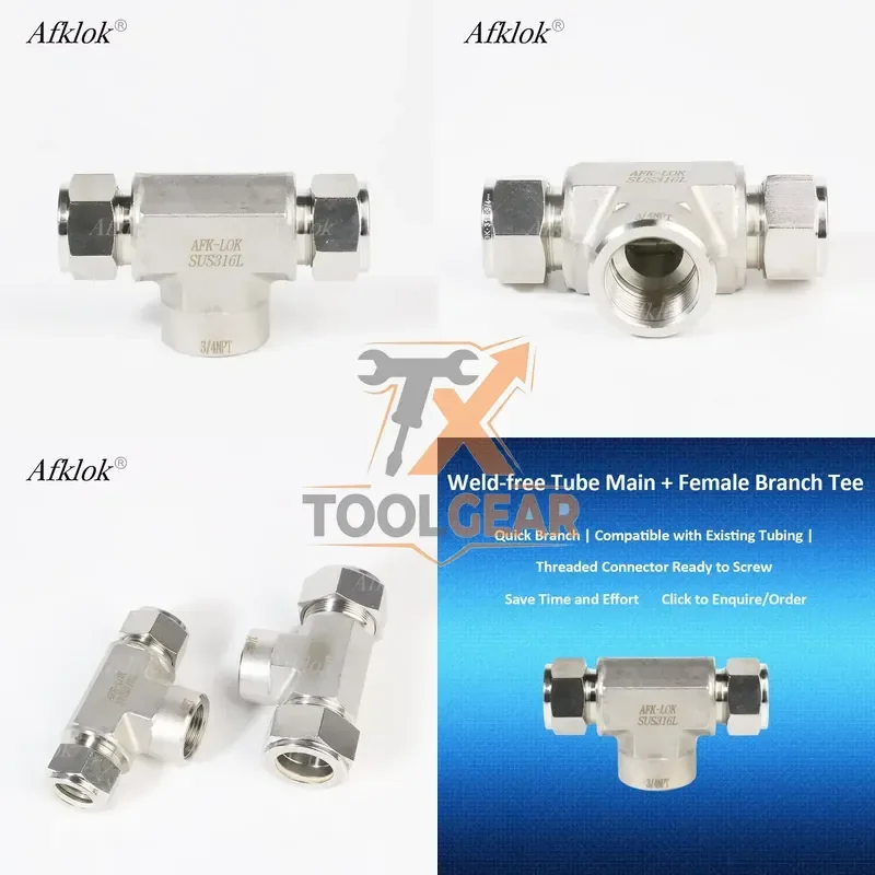 2026hotsale* Stainless Steel Compression Tube Fitting Tee, BSPT/NPT Female Threaded Branch Tee, for Hydraulic/Pneumatic