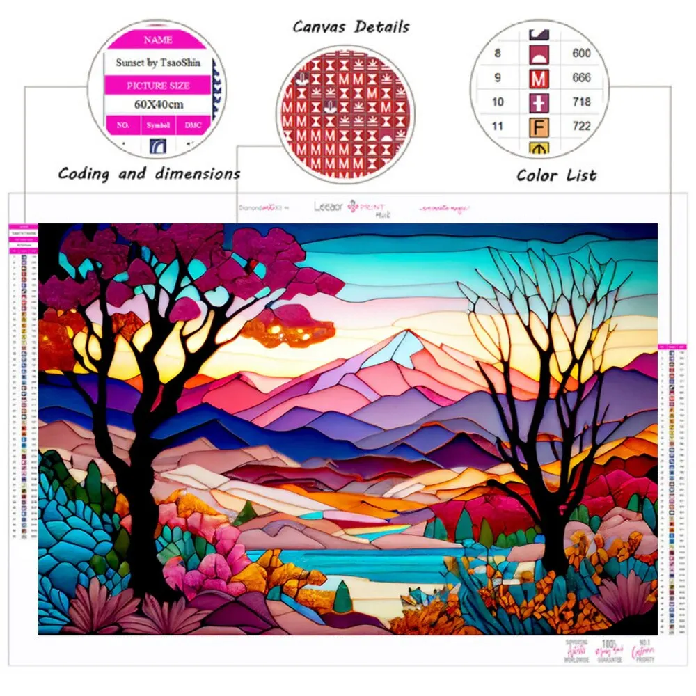 5D diamond painting oil painting wind mountain and river painting full diamond embroidery cartoon stone stickers home decoration