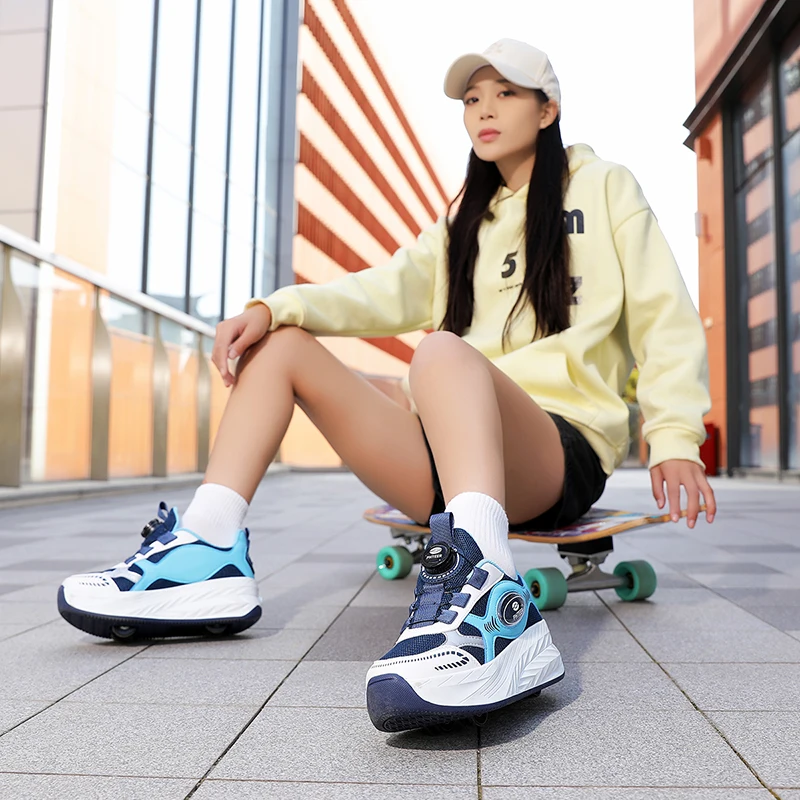Roller Skates Boys and Girls Walking Shoes Leisure Outdoor Sports Students Skateboarding Shoes Children Roller Skates Size 31-40 view 4