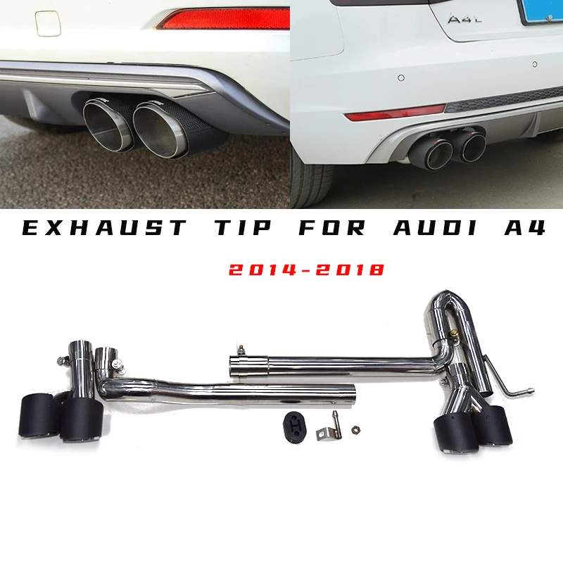 1 Set Dual Carbon Fiber Car Exhaust Tip For Audi A4 2014-2018 Sedan Muffler Tip Exhaust Pipe System Nozzle