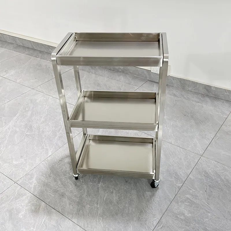 Salon Trolley,3 Layer Stainless Steel Rolling Beauty Salon Trolley Mobile Metal Barber Storage Cart With Wheels Multi Color For