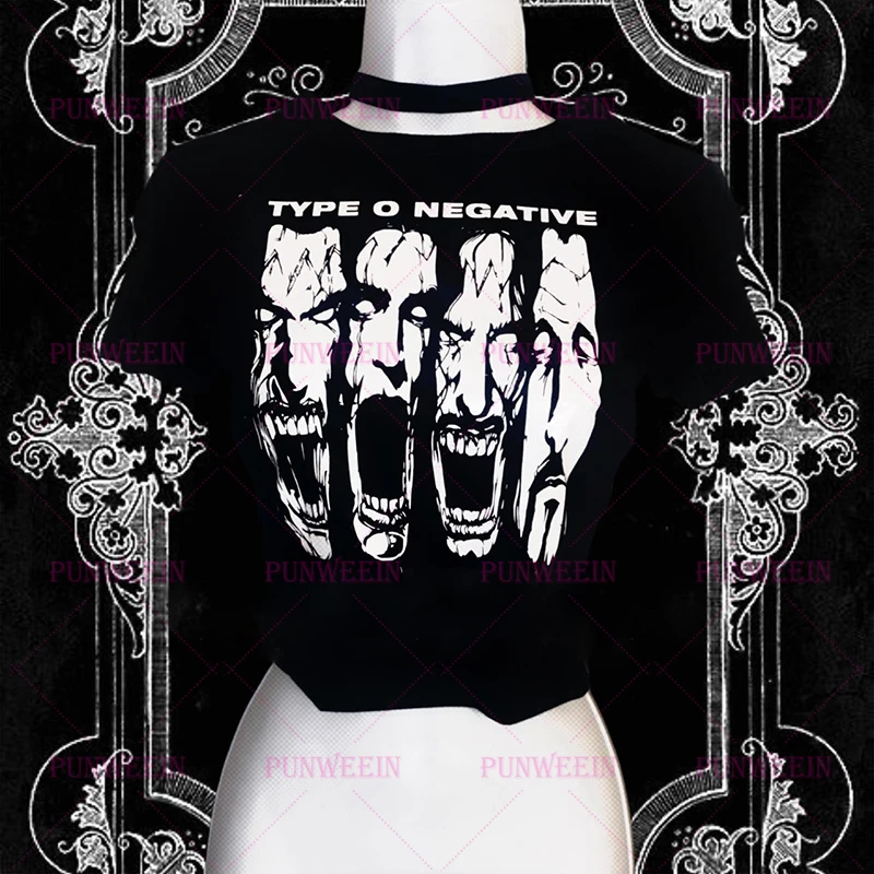 

Type O Negative October Vintage Y2k 90s slim top Harajuku Gothic Graphic Black metal Rock hip hop Streetwear Punk club crop top