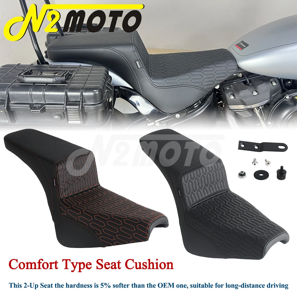 Motorcycle 2-Up Seats Cushions Front Rear Wide Passenger Seat Pad w/ Mount Bolt For Harley Softail 2018-2024 FXBB FXST FLDE FLHC